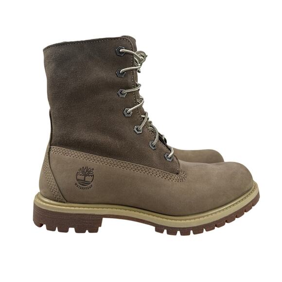 Timberland Roll Top Boots Womens 7 M Light Brown Nubuck Warm Lined Fleece WP - Picture 6 of 13